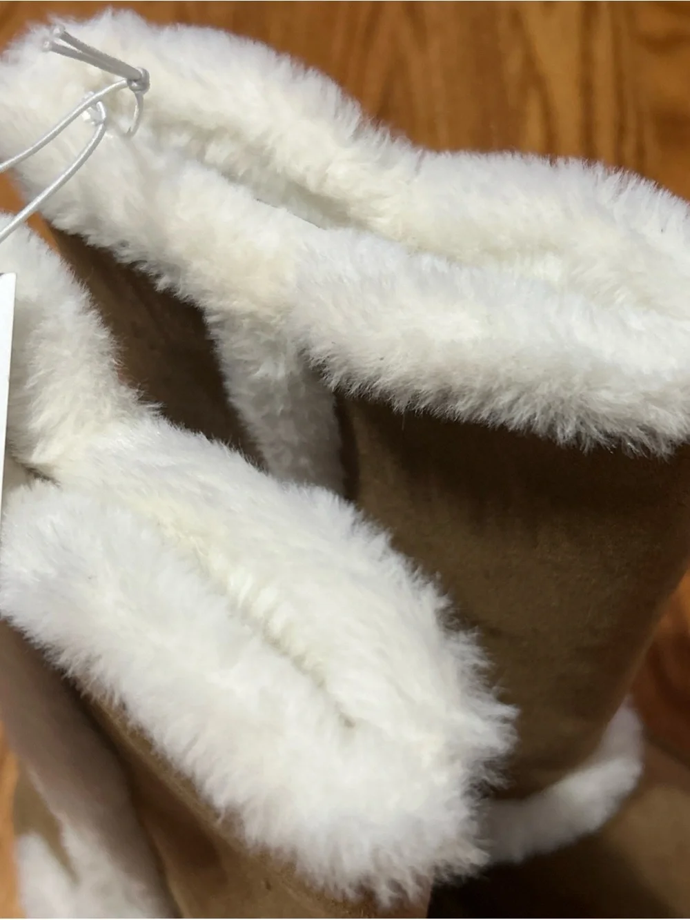 NWT Old Navy Tall Tan Cozy Boots Faux Suede Material Fur Lined Girl's Size 4